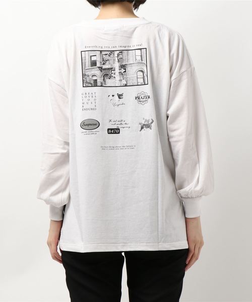 prose verse（プロズヴェール）の「バックフォトプリント ロゴ ロングスリーブTシャツ（Tシャツ/カットソー・レディース・チャコールグレー/オフホワイト/グレイッシュベージュ・ﾌﾘ-）」の7枚目の写真