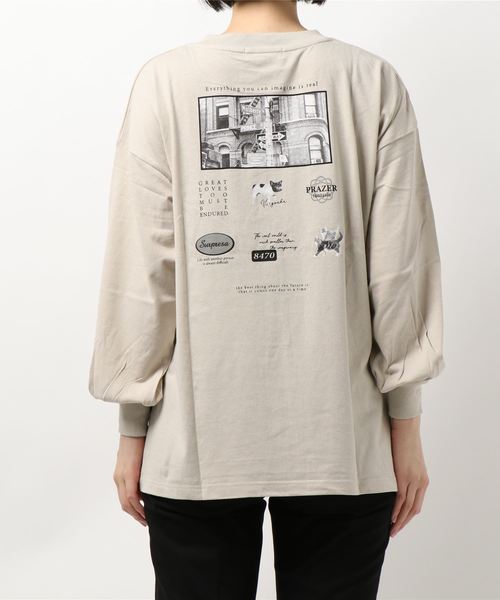 prose verse（プロズヴェール）の「バックフォトプリント ロゴ ロングスリーブTシャツ（Tシャツ/カットソー・レディース・チャコールグレー/オフホワイト/グレイッシュベージュ・ﾌﾘ-）」の5枚目の写真