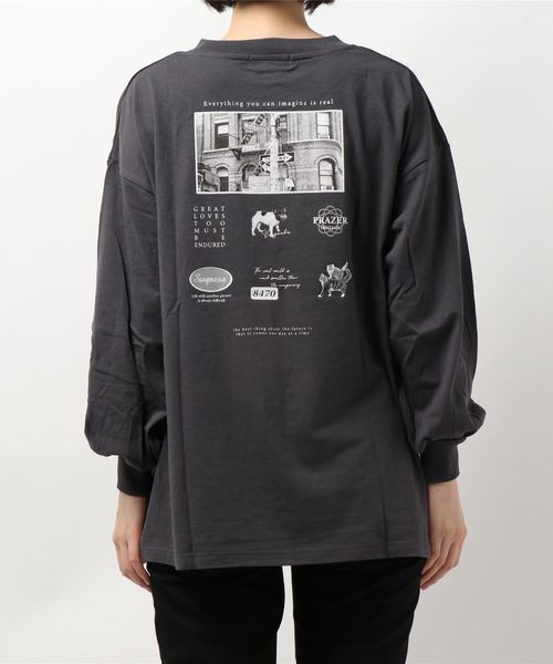 prose verse（プロズヴェール）の「バックフォトプリント ロゴ ロングスリーブTシャツ（Tシャツ/カットソー・レディース・チャコールグレー/オフホワイト/グレイッシュベージュ・ﾌﾘ-）」の6枚目の写真