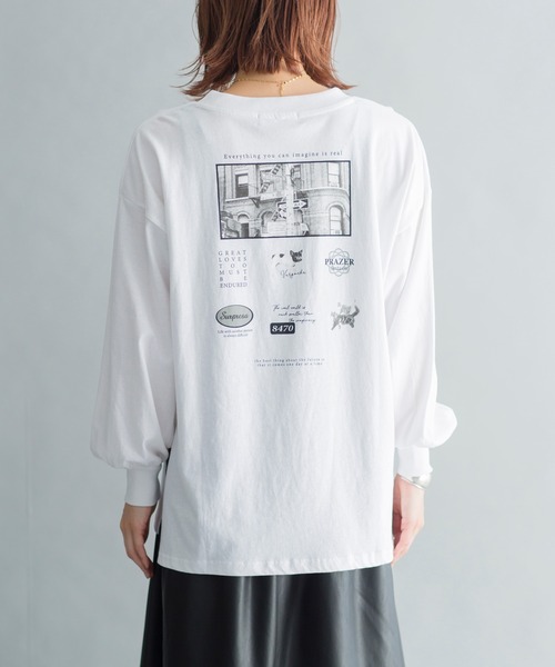 prose verse（プロズヴェール）の「バックフォトプリント ロゴ ロングスリーブTシャツ（Tシャツ/カットソー・レディース・チャコールグレー/オフホワイト/グレイッシュベージュ・ﾌﾘ-）」の11枚目の写真