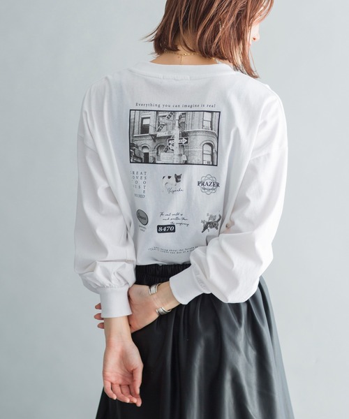 prose verse（プロズヴェール）の「バックフォトプリント ロゴ ロングスリーブTシャツ（Tシャツ/カットソー・レディース・チャコールグレー/オフホワイト/グレイッシュベージュ・ﾌﾘ-）」の19枚目の写真