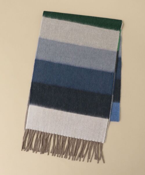 Begg & Co（ベグアンドコー）の「【SHIPS別注】BEGG: ラムウール/アンゴラ マルチボーダー マフラー（マフラー・メンズ・グレー/カーキ/ネイビー・ONE SIZE）」の2枚目の写真