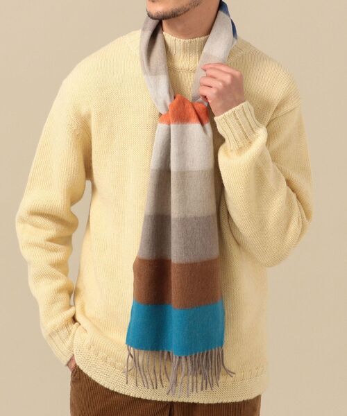 Begg & Co（ベグアンドコー）の「【SHIPS別注】BEGG: ラムウール/アンゴラ マルチボーダー マフラー（マフラー・メンズ・グレー/カーキ/ネイビー・ONE SIZE）」の21枚目の写真