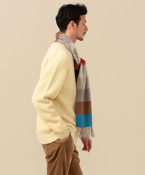 Begg & Co（ベグアンドコー）の「【SHIPS別注】BEGG: ラムウール/アンゴラ マルチボーダー マフラー（マフラー・メンズ・グレー/カーキ/ネイビー・ONE SIZE）」の7枚目の写真