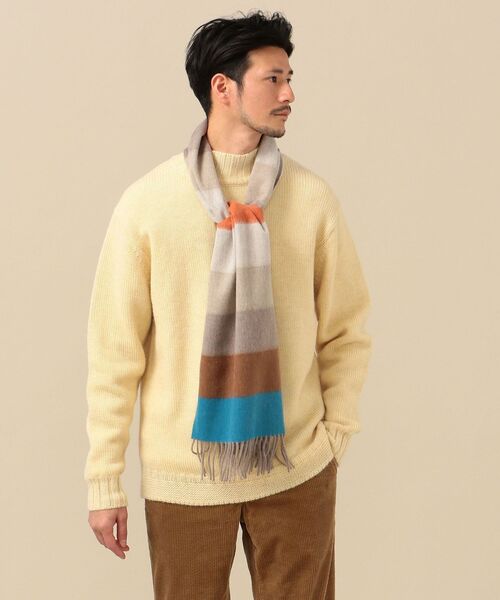 Begg & Co（ベグアンドコー）の「【SHIPS別注】BEGG: ラムウール/アンゴラ マルチボーダー マフラー（マフラー・メンズ・グレー/カーキ/ネイビー・ONE SIZE）」の8枚目の写真