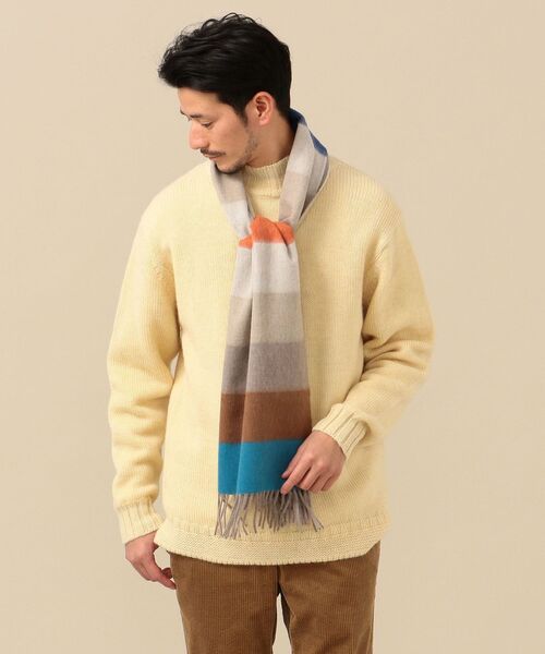 Begg & Co（ベグアンドコー）の「【SHIPS別注】BEGG: ラムウール/アンゴラ マルチボーダー マフラー（マフラー・メンズ・グレー/カーキ/ネイビー・ONE SIZE）」の9枚目の写真