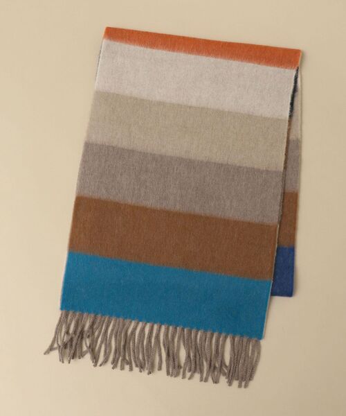 Begg & Co（ベグアンドコー）の「【SHIPS別注】BEGG: ラムウール/アンゴラ マルチボーダー マフラー（マフラー・メンズ・グレー/カーキ/ネイビー・ONE SIZE）」の15枚目の写真