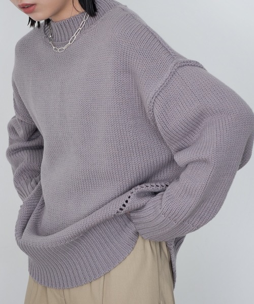 Aunt Marie's（アントマリーズ）の「パイピングオーバーサイズニット/AUNTMARIE'S（ニット/セーター・レディース・ブラウン/グリーン/アイボリー/ライトブルー/ライトグリーン/ライトパープル・FREE）」の6枚目の写真