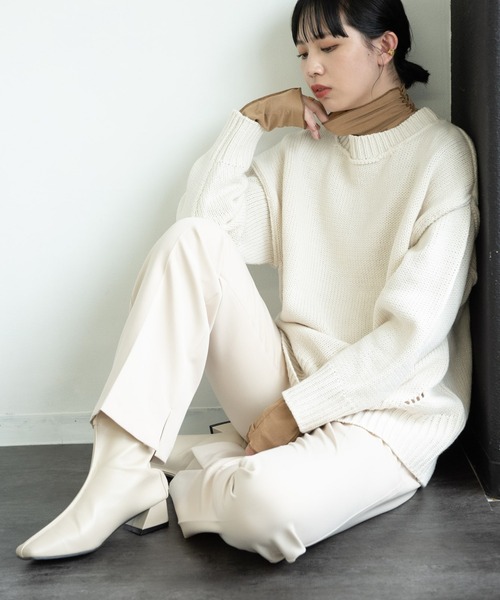 Aunt Marie's（アントマリーズ）の「パイピングオーバーサイズニット/AUNTMARIE'S（ニット/セーター・レディース・ブラウン/グリーン/アイボリー/ライトブルー/ライトグリーン/ライトパープル・FREE）」の9枚目の写真