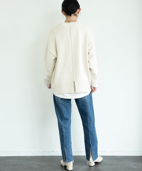 Aunt Marie's（アントマリーズ）の「パイピングオーバーサイズニット/AUNTMARIE'S（ニット/セーター・レディース・ブラウン/グリーン/アイボリー/ライトブルー/ライトグリーン/ライトパープル・FREE）」の16枚目の写真