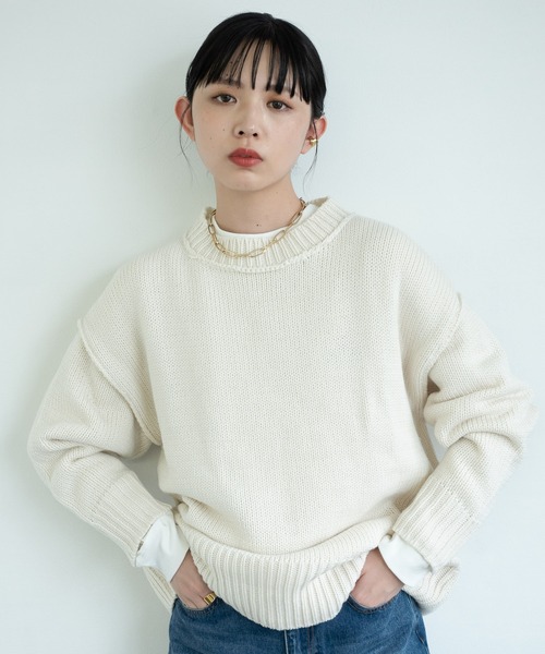 Aunt Marie's（アントマリーズ）の「パイピングオーバーサイズニット/AUNTMARIE'S（ニット/セーター・レディース・ブラウン/グリーン/アイボリー/ライトブルー/ライトグリーン/ライトパープル・FREE）」の12枚目の写真