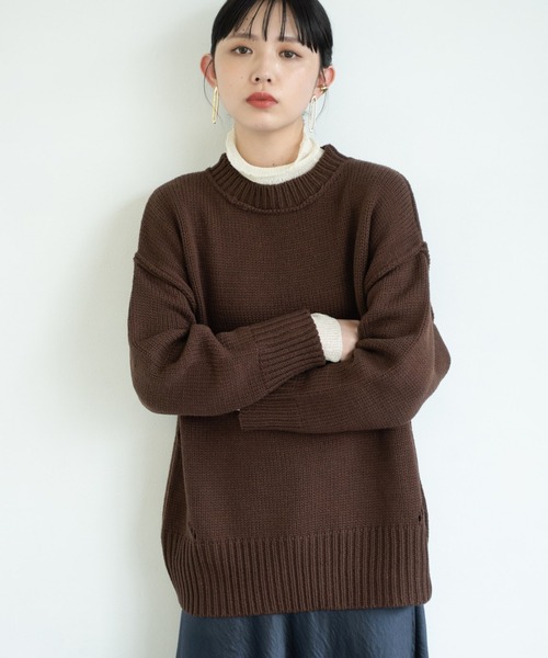 Aunt Marie's（アントマリーズ）の「パイピングオーバーサイズニット/AUNTMARIE'S（ニット/セーター・レディース・ブラウン/グリーン/アイボリー/ライトブルー/ライトグリーン/ライトパープル・FREE）」の10枚目の写真