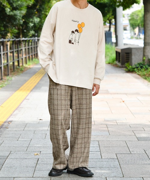 PairPair(ペアペア)の「線画カップル風船グラフィックロンT(ユニセックス)(Tシャツ/カットソー・レディース・ブラック/ベージュ/ブラウン・FREE)」の17枚目の写真