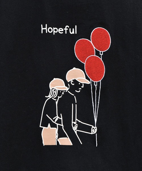 PairPair(ペアペア)の「線画カップル風船グラフィックロンT(ユニセックス)(Tシャツ/カットソー・レディース・ブラック/ベージュ/ブラウン・FREE)」の19枚目の写真