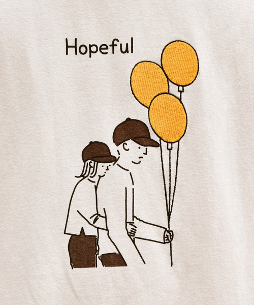 PairPair(ペアペア)の「線画カップル風船グラフィックロンT(ユニセックス)(Tシャツ/カットソー・レディース・ブラック/ベージュ/ブラウン・FREE)」の21枚目の写真