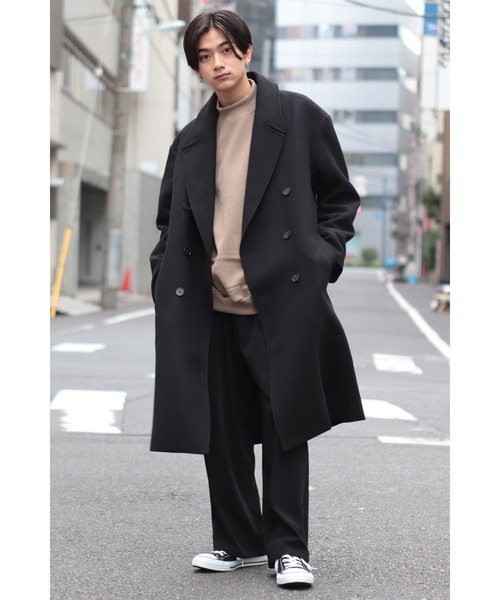 CREARE -LINO-（クレアーレリノ）の「オーバーサイズ W60メルトン ロングダブルチェスターコート（チェスターコート・メンズ・チャコールグレー/ブラック・FREE）」の2枚目の写真