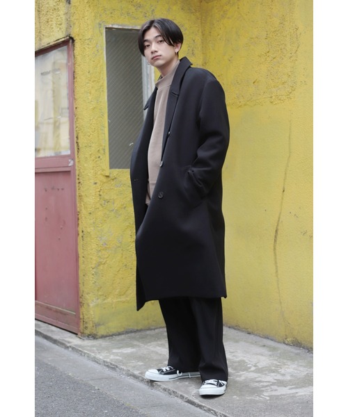 CREARE -LINO-（クレアーレリノ）の「オーバーサイズ W60メルトン ロングダブルチェスターコート（チェスターコート・メンズ・チャコールグレー/ブラック・FREE）」の3枚目の写真