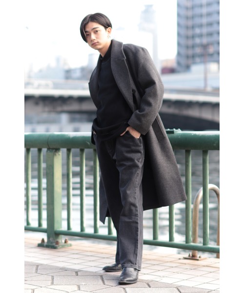 CREARE -LINO-（クレアーレリノ）の「オーバーサイズ W60メルトン ロングダブルチェスターコート（チェスターコート・メンズ・チャコールグレー/ブラック・FREE）」の13枚目の写真