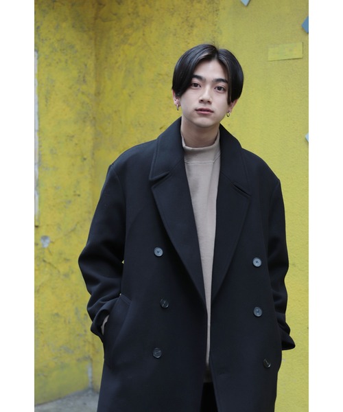 CREARE -LINO-（クレアーレリノ）の「オーバーサイズ W60メルトン ロングダブルチェスターコート（チェスターコート・メンズ・チャコールグレー/ブラック・FREE）」の6枚目の写真