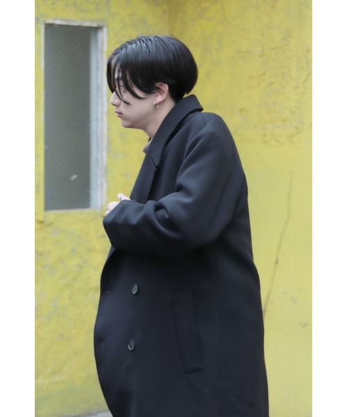 CREARE -LINO-（クレアーレリノ）の「オーバーサイズ W60メルトン ロングダブルチェスターコート（チェスターコート・メンズ・チャコールグレー/ブラック・FREE）」の7枚目の写真