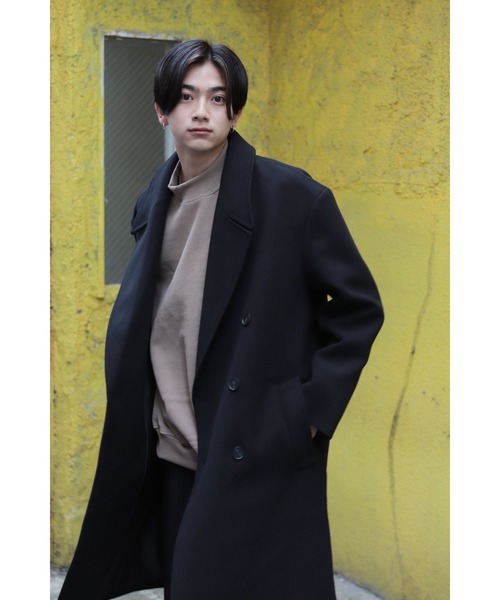 CREARE -LINO-（クレアーレリノ）の「オーバーサイズ W60メルトン ロングダブルチェスターコート（チェスターコート・メンズ・チャコールグレー/ブラック・FREE）」の9枚目の写真