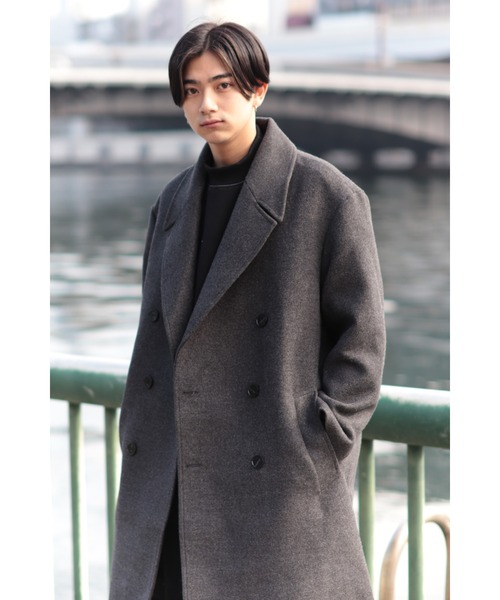 CREARE -LINO-（クレアーレリノ）の「オーバーサイズ W60メルトン ロングダブルチェスターコート（チェスターコート・メンズ・チャコールグレー/ブラック・FREE）」の15枚目の写真