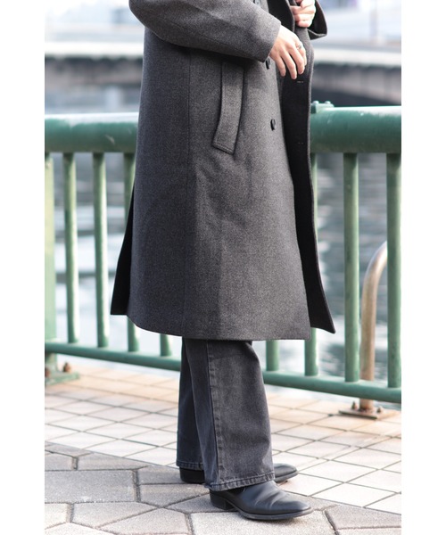 CREARE -LINO-（クレアーレリノ）の「オーバーサイズ W60メルトン ロングダブルチェスターコート（チェスターコート・メンズ・チャコールグレー/ブラック・FREE）」の18枚目の写真