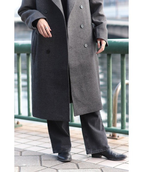 CREARE -LINO-（クレアーレリノ）の「オーバーサイズ W60メルトン ロングダブルチェスターコート（チェスターコート・メンズ・チャコールグレー/ブラック・FREE）」の20枚目の写真