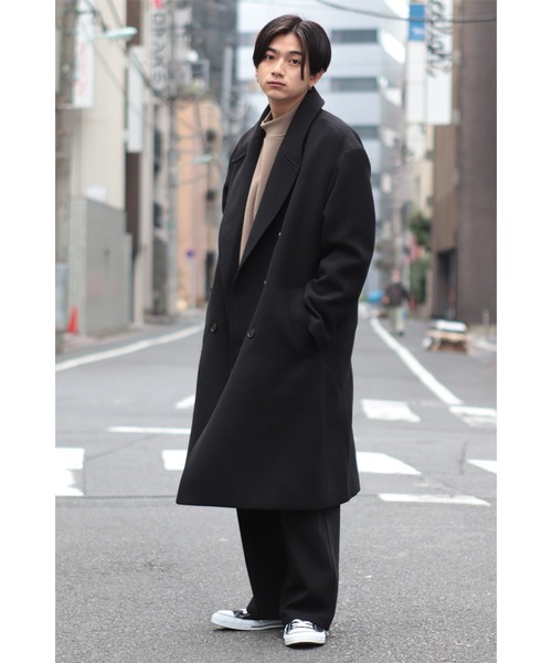CREARE -LINO-（クレアーレリノ）の「オーバーサイズ W60メルトン ロングダブルチェスターコート（チェスターコート・メンズ・チャコールグレー/ブラック・FREE）」の21枚目の写真
