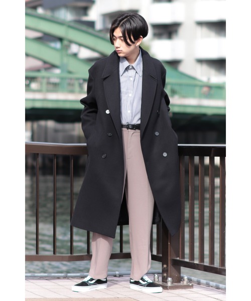 CREARE -LINO-（クレアーレリノ）の「オーバーサイズ W60メルトン ロングダブルチェスターコート（チェスターコート・メンズ・チャコールグレー/ブラック・FREE）」の22枚目の写真