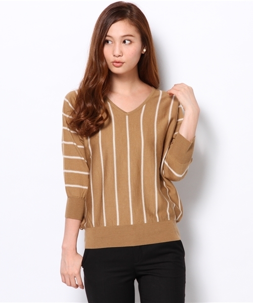 SHIPS for women（シップスフォーウィメン）の「ウールシルク Vネック ドルマンスリーブ ニット（ニット/セーター・レディース・ピンク系その他/ブルー/コバルトブルー/オフホワイト/ブラック/カーキ・ONE SIZE）」の3枚目の写真