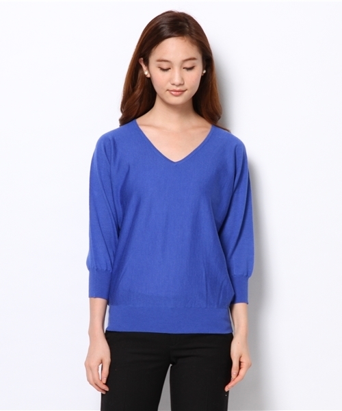 SHIPS for women（シップスフォーウィメン）の「ウールシルク Vネック ドルマンスリーブ ニット（ニット/セーター・レディース・ピンク系その他/ブルー/コバルトブルー/オフホワイト/ブラック/カーキ・ONE SIZE）」の7枚目の写真