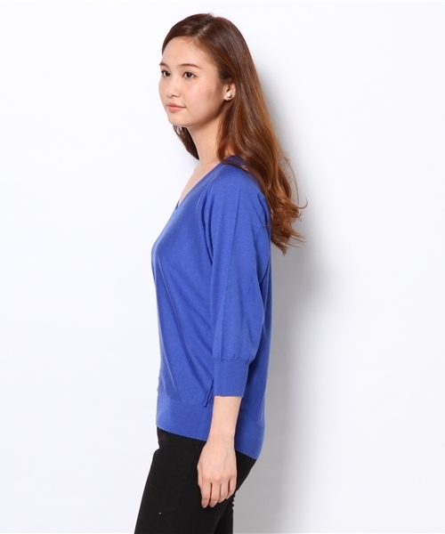 SHIPS for women（シップスフォーウィメン）の「ウールシルク Vネック ドルマンスリーブ ニット（ニット/セーター・レディース・ピンク系その他/ブルー/コバルトブルー/オフホワイト/ブラック/カーキ・ONE SIZE）」の8枚目の写真