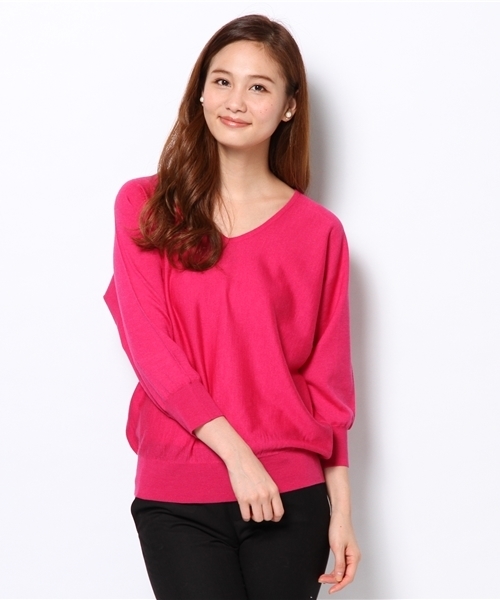 SHIPS for women（シップスフォーウィメン）の「ウールシルク Vネック ドルマンスリーブ ニット（ニット/セーター・レディース・ピンク系その他/ブルー/コバルトブルー/オフホワイト/ブラック/カーキ・ONE SIZE）」の15枚目の写真