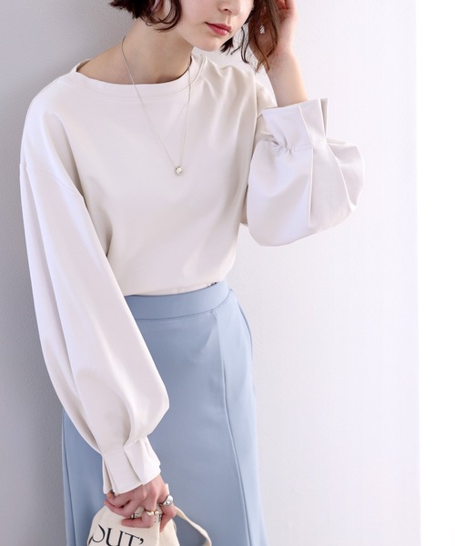 classicalelf(クラシカルエルフ)の「大人のやみつきほんのりスウィート。綿100%、さらり滑らか。ふんわり&くしゅが可愛い大人トップス オーバーサイズ カットソー(Tシャツ/カットソー・レディース・ホワイト/ブラック/ベージュ/モカ/グレー系その他/ピンク系その他/ラベンダー/その他・MEDIUM/LARGE/X-LARGE/SMALL)」の9枚目の写真