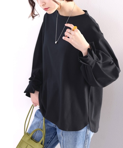 classicalelf(クラシカルエルフ)の「大人のやみつきほんのりスウィート。綿100%、さらり滑らか。ふんわり&くしゅが可愛い大人トップス オーバーサイズ カットソー(Tシャツ/カットソー・レディース・ホワイト/ブラック/ベージュ/モカ/グレー系その他/ピンク系その他/ラベンダー/その他・MEDIUM/LARGE/X-LARGE/SMALL)」の16枚目の写真