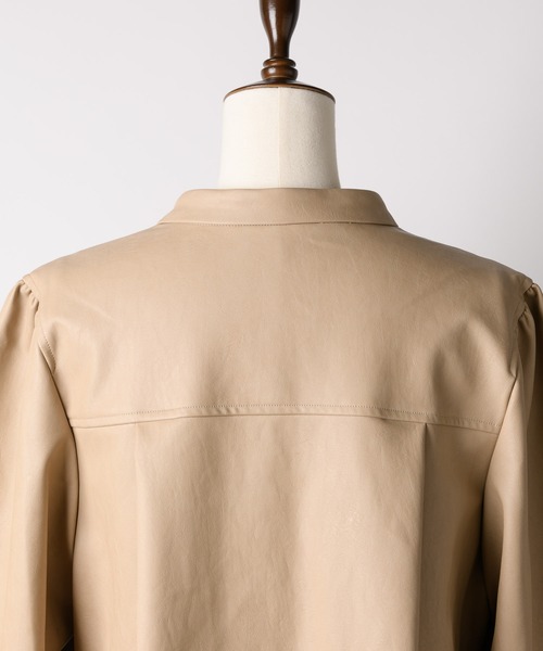 セール】【Belle vintage】ノーカラーレザージャケット（ノーカラー