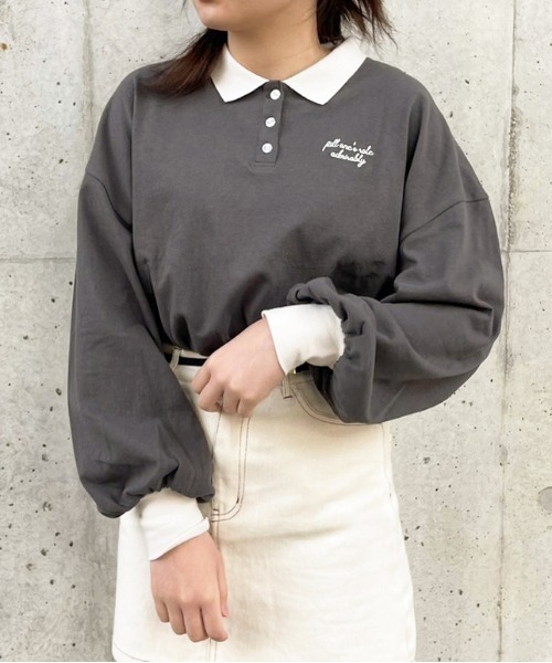 apres jour（アプレジュール）の「ロゴ入りポロシャツ【ZOZOTOWN限定アイテム】（Tシャツ/カットソー・レディース・ダークブルー/アイボリー/ブラウン系その他/ブラック・フリー/X-LARGE）」の14枚目の写真