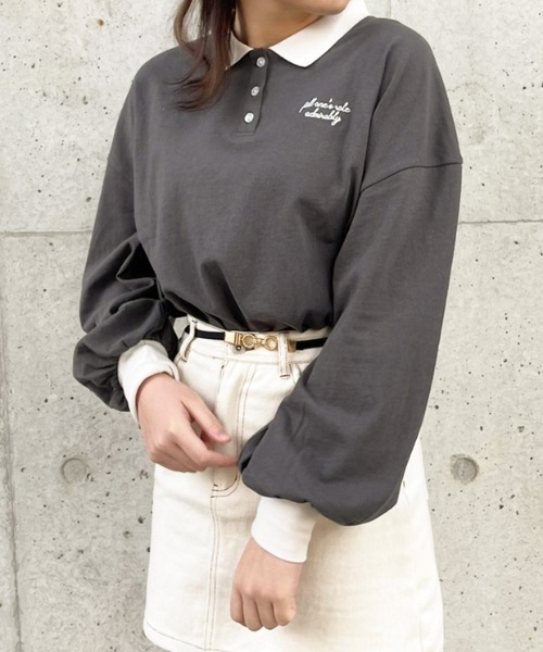 apres jour（アプレジュール）の「ロゴ入りポロシャツ【ZOZOTOWN限定アイテム】（Tシャツ/カットソー・レディース・ダークブルー/アイボリー/ブラウン系その他/ブラック・フリー/X-LARGE）」の15枚目の写真