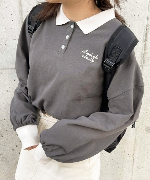 apres jour（アプレジュール）の「ロゴ入りポロシャツ【ZOZOTOWN限定アイテム】（Tシャツ/カットソー・レディース・ダークブルー/アイボリー/ブラウン系その他/ブラック・フリー/X-LARGE）」の13枚目の写真