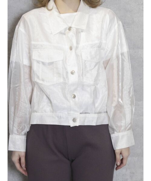 dazzlin（ダズリン）の「シアーGジャン（ブルゾン・レディース・ホワイト/ベージュ・FREE）」の10枚目の写真