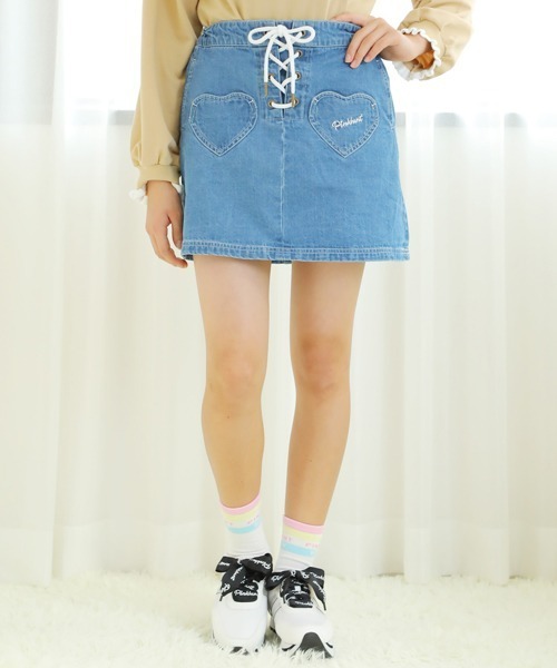 Pinkhunt レースアップデニムスカート 5307