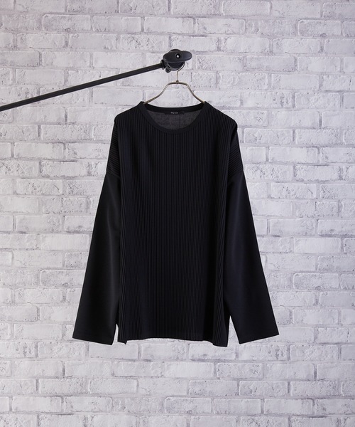 VIBGYOR(ヴィブジョー)の「VIBGYOR Select/クレープBIGクルー/NロンTee(BL)(Tシャツ/カットソー・メンズ・ブラック/グレー/ブルーグレー/グレイッシュベージュ・MEDIUM/LARGE)」の2枚目の写真