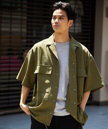 FREAK'S STORE | FREAK'S STORE/フリークスストア TECH-LINEN SNAP OPEN COLLAR SHORT SLEEVE SHIRT/テックリネン スナップ オープンカラー ショート スリーブ シャツ(シャツ/ブラウス)
