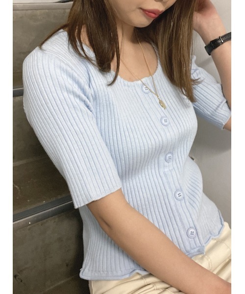 セール Oneway Jeans 前ボタン５分袖トップス ニット セーター One Way ワンウェイ のファッション通販 Zozotown