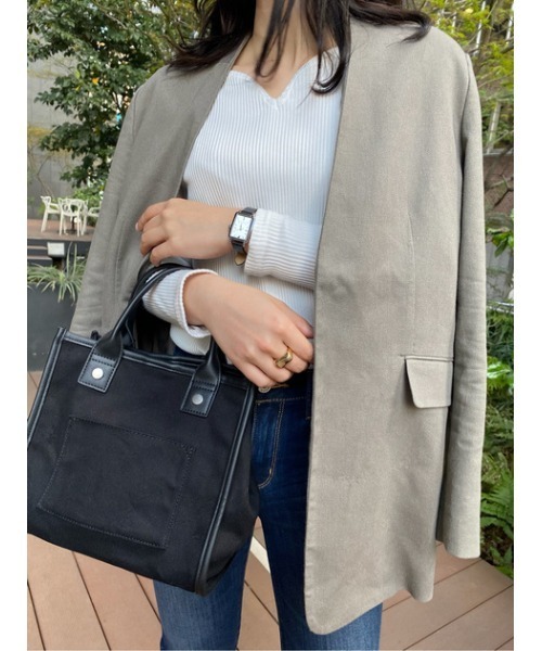 AZUL by moussy（アズールバイマウジー）の「HEART NECK RIB TOPS/ハートネックリブトップス（Tシャツ/カットソー・レディース・オフホワイト/ブラック/ライム・MEDIUM/SMALL）」の8枚目の写真