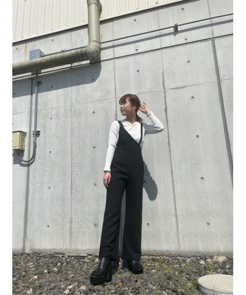 AZUL by moussy（アズールバイマウジー）の「HEART NECK RIB TOPS/ハートネックリブトップス（Tシャツ/カットソー・レディース・オフホワイト/ブラック/ライム・MEDIUM/SMALL）」の6枚目の写真