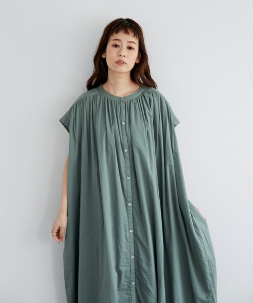 Libra Cue（リブラ キュー）の「コットンボイルノースリーブワンピース（ワンピース・レディース・ブラック/ベージュ/カーキ/ブルー/アイボリー・FREE）」の9枚目の写真