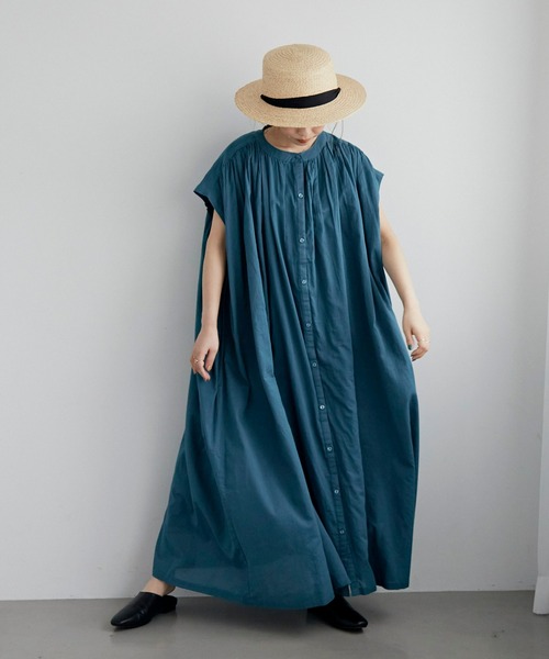 Libra Cue（リブラ キュー）の「コットンボイルノースリーブワンピース（ワンピース・レディース・ブラック/ベージュ/カーキ/ブルー/アイボリー・FREE）」の15枚目の写真