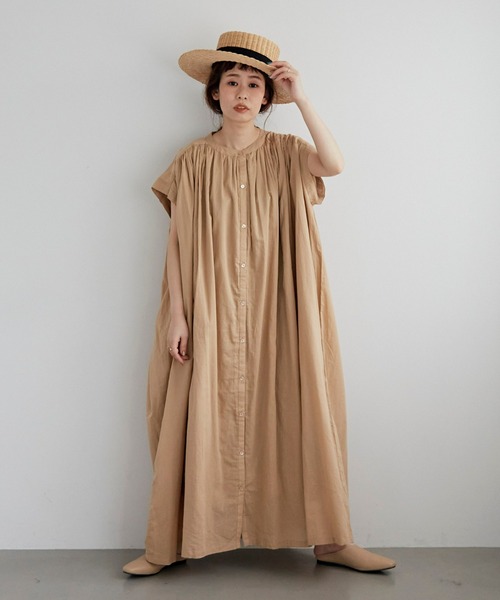 Libra Cue（リブラ キュー）の「コットンボイルノースリーブワンピース（ワンピース・レディース・ブラック/ベージュ/カーキ/ブルー/アイボリー・FREE）」の7枚目の写真